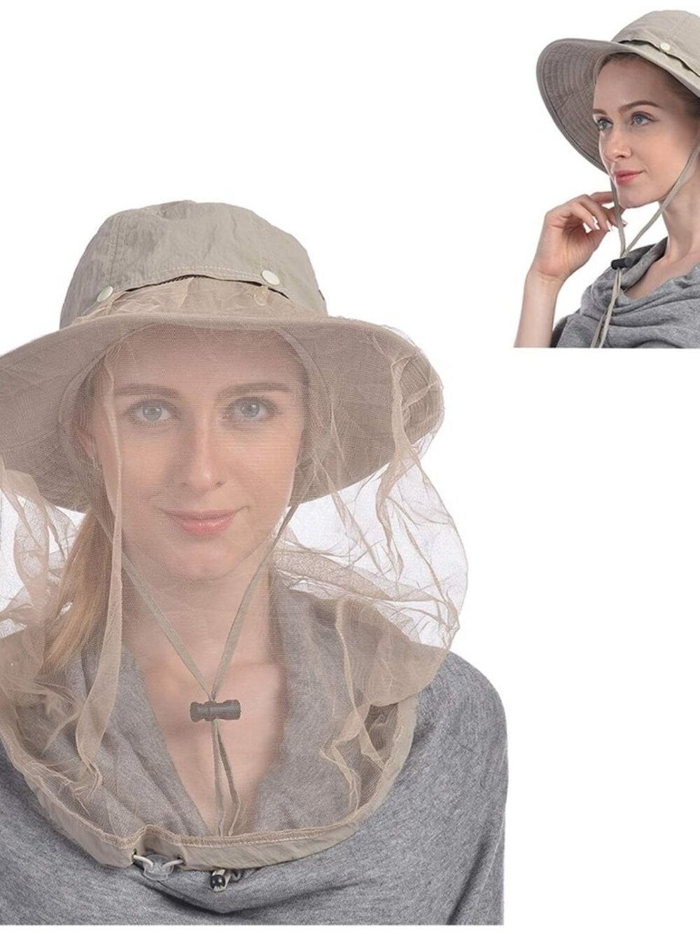 Head Net Hat, Safari Hat Sun Hat Bucket Hat with Hidden Net Mesh